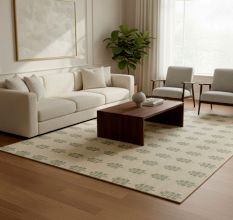 Handcrafted Colorful Cotton and Wool Handknotted Rug for Cheerful Decor